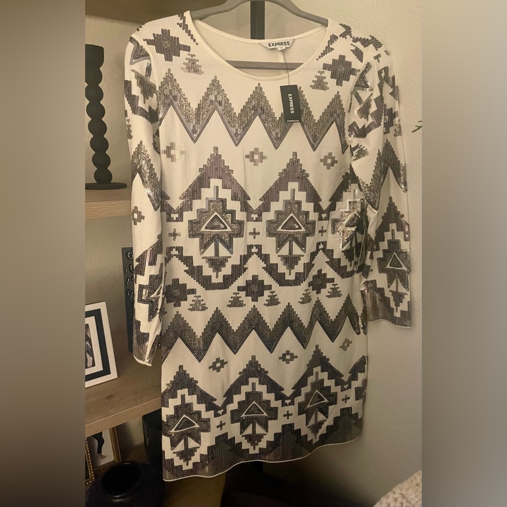 New With Tags Express Aztec Sequence MIDI dress.